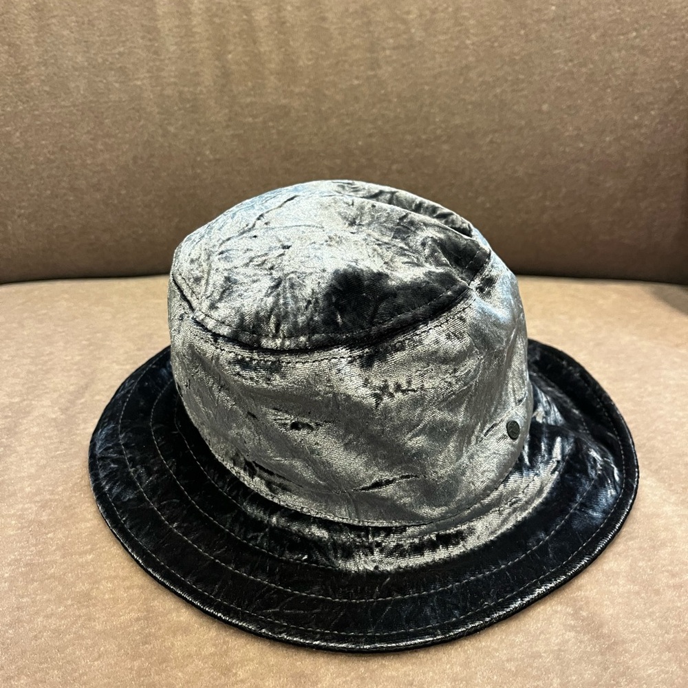 Velvet Bucket Hat - Silver and Black